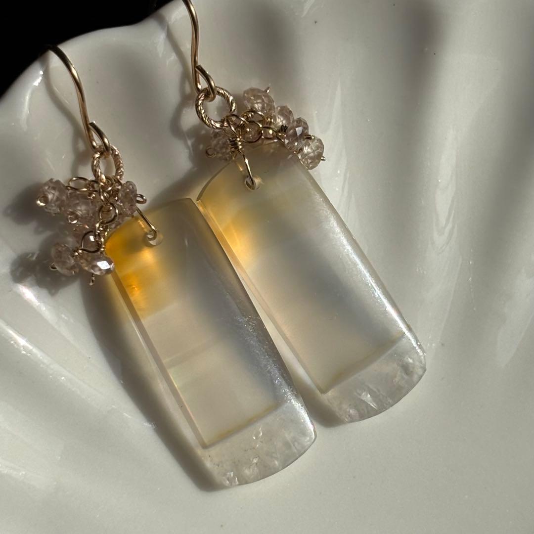 アイリスアゲート・ドゥルージー付✴︎14kgfピアスP289