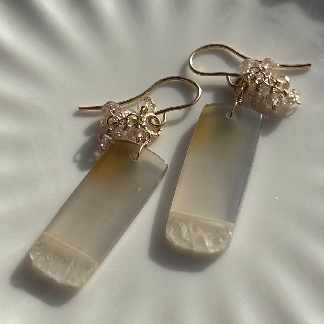 アイリスアゲート・ドゥルージー付✴︎14kgfピアスP289