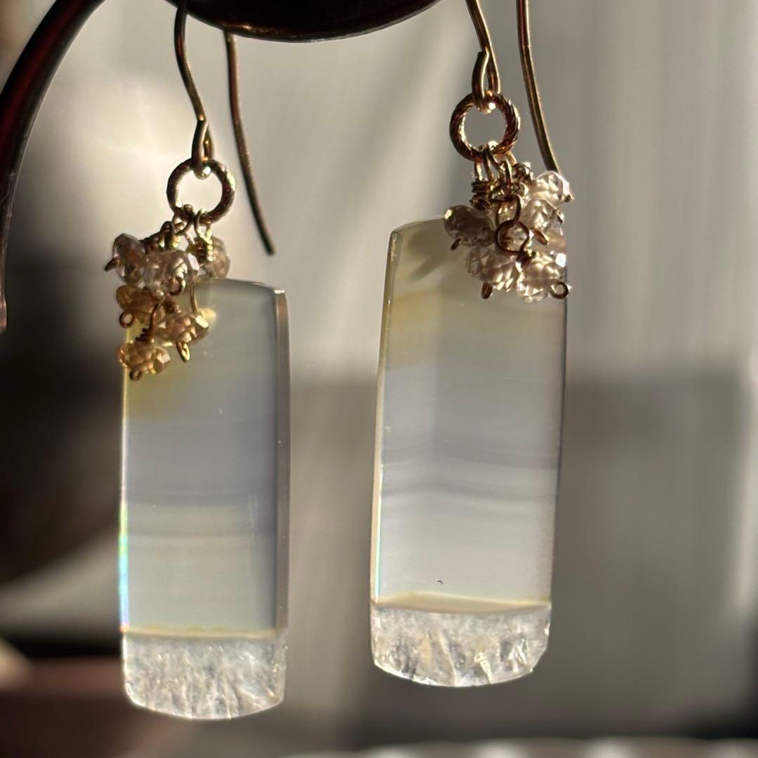 アイリスアゲート・ドゥルージー付✴︎14kgfピアスP289