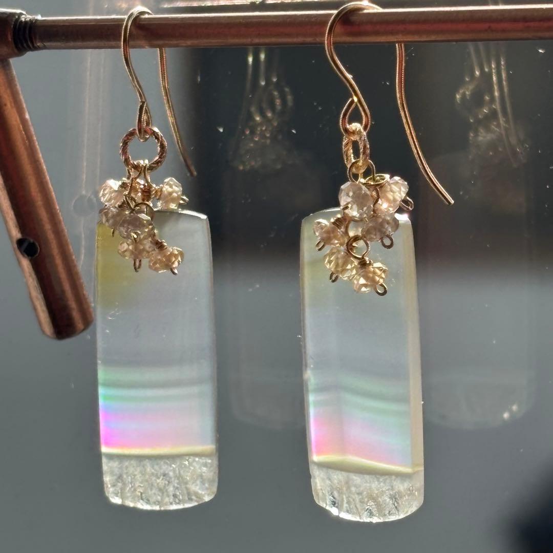 アイリスアゲート・ドゥルージー付✴︎14kgfピアスP289