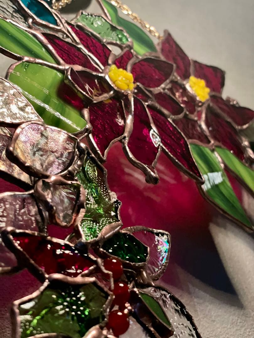 受注作品　ステンドグラス　クリスマス　リース