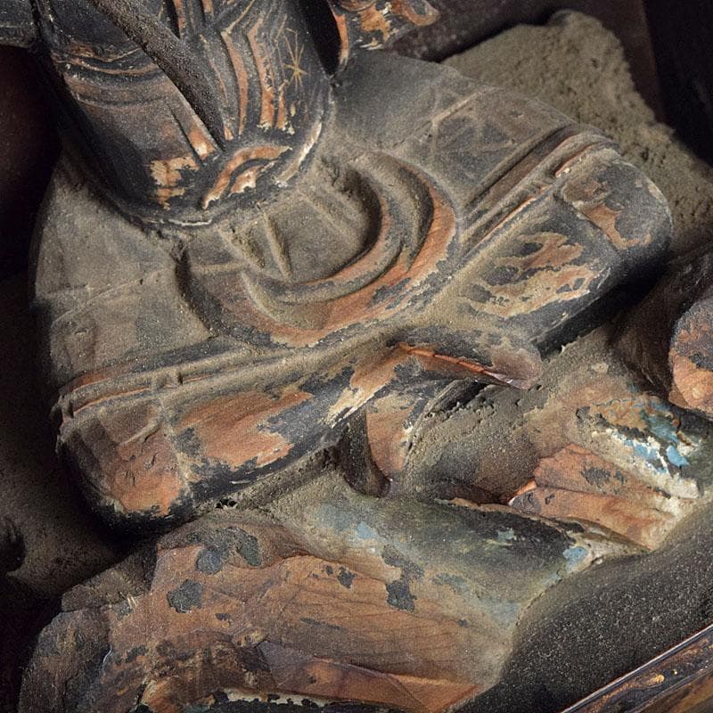 仏教美術　玉眼入　木彫　攝刕能勢妙見山像　仏像　置物　厨子付　V　R9559