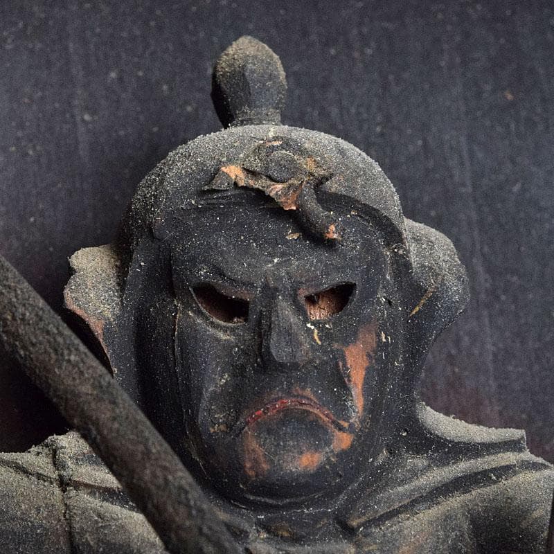 仏教美術　玉眼入　木彫　攝刕能勢妙見山像　仏像　置物　厨子付　V　R9559