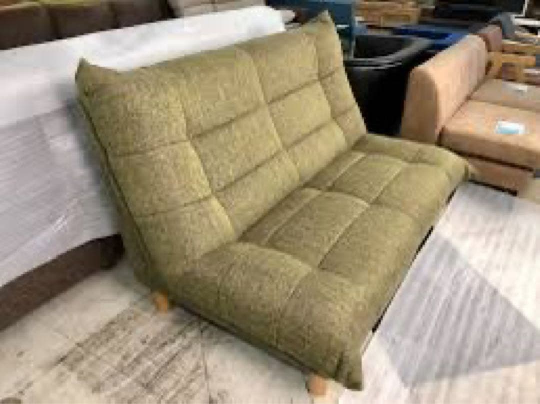 関家具　大川家具　オリーブグリーン ファブリックソファ2P カルロス　GN