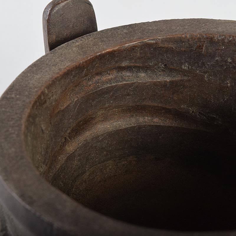 中国　古竹彫刻　獣摘饕餮文　香炉　鼎　V　R8107