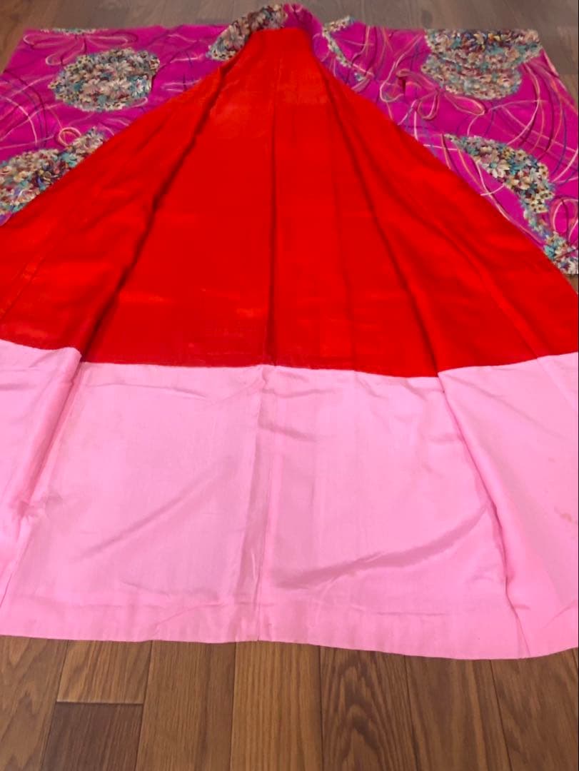 アンティーク　子ども着物　四つ身　紋錦紗　花薬玉模様　大正浪漫