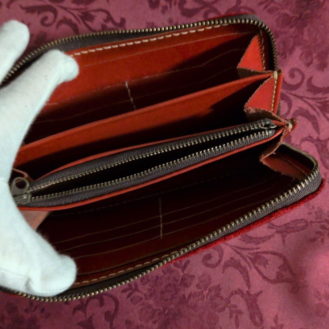 レザー製【ヤギの皮】シンプル長財布 ダブルファスナー