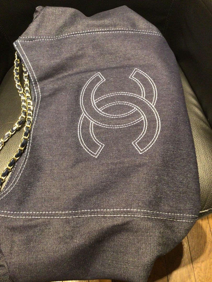 CHANEL ダークブルーデニム トートバッグ　ノベルティ