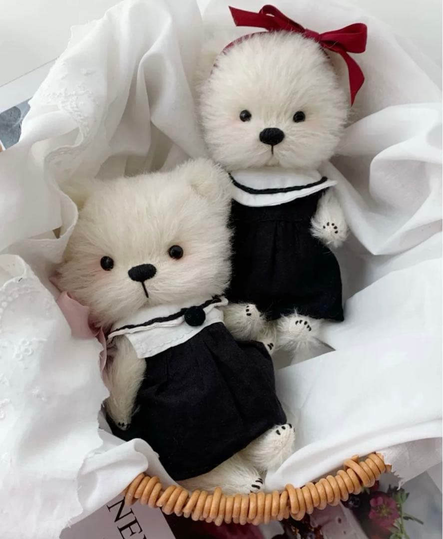 セーラー服がかわいい白熊ちゃん テディベア 海外作家様 ハンドメイド くま