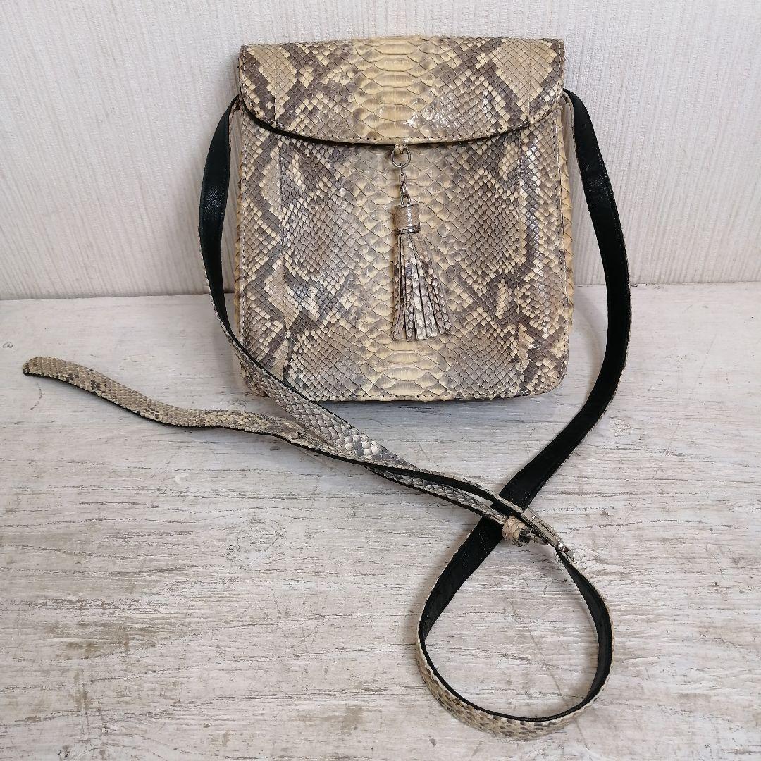 i♡【2個】 PYTHON SKIN 蛇皮 パイソンレザー ショルダーバッグ