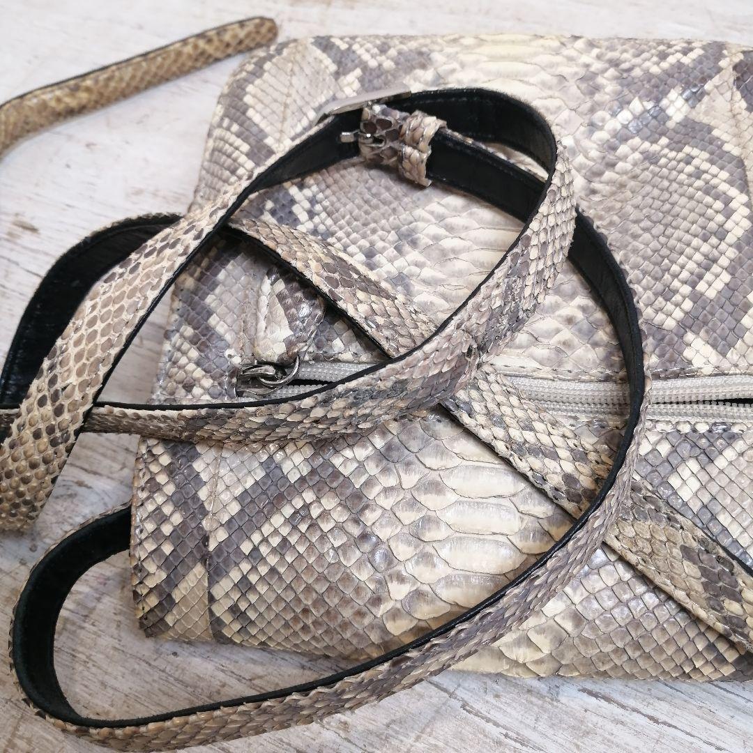 i♡【2個】 PYTHON SKIN 蛇皮 パイソンレザー ショルダーバッグ