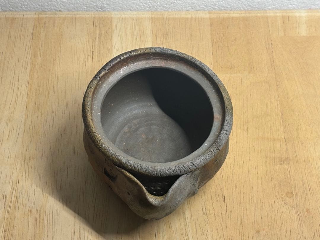 80.備前焼 宝瓶 登り窯 白桃 はくとう 桃 手びねり 急須