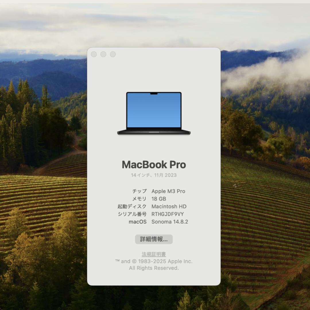 超美品 14インチMacBookPro 2023 M3Pro/18GB ブラック