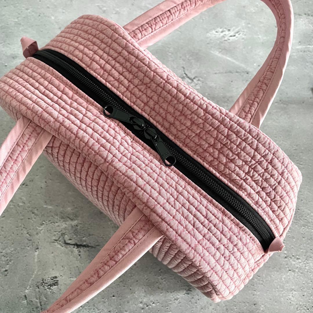 ボストンバッグ ヌビバッグ　ローズピンク　ハンドメイド