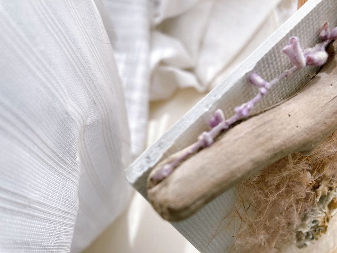 【七色猫】ドライフラワーアート　原画　アクリル画