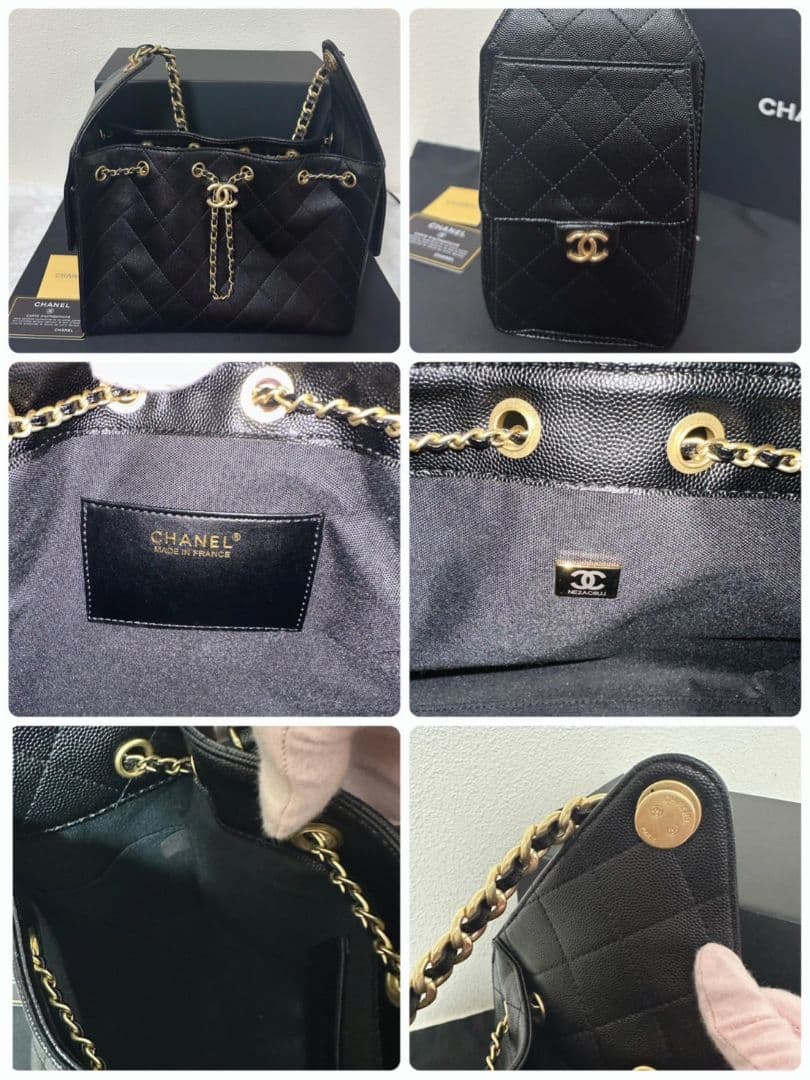 CHANEL 25ノベルティキルティングレザートートバッグブラック