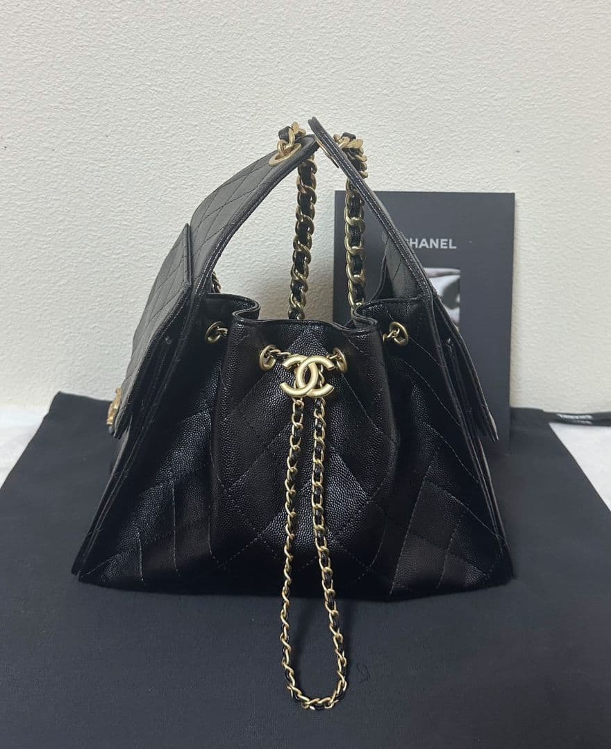 CHANEL 25ノベルティキルティングレザートートバッグブラック