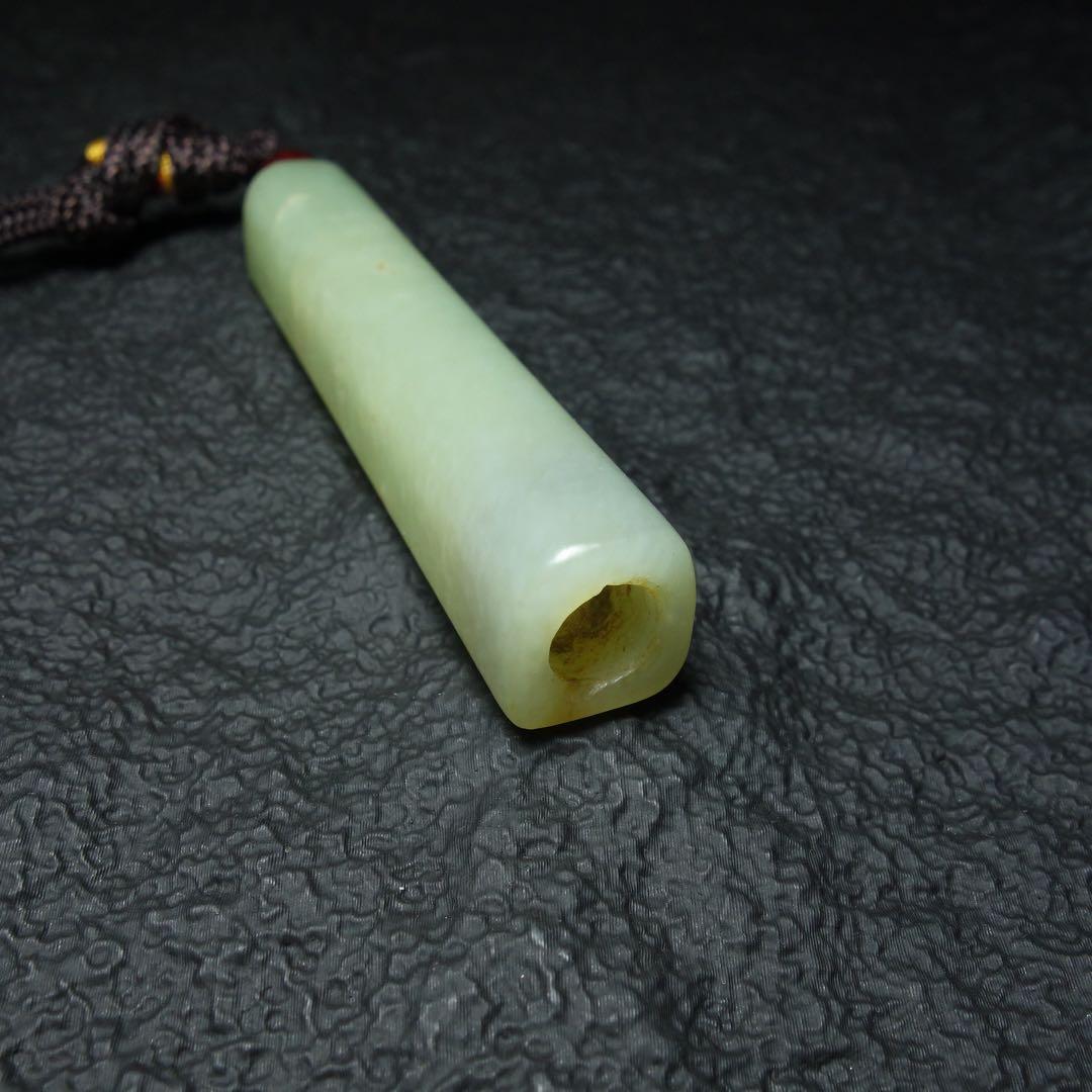 清時代 和田玉 翎管 玉製装身具 C1A202