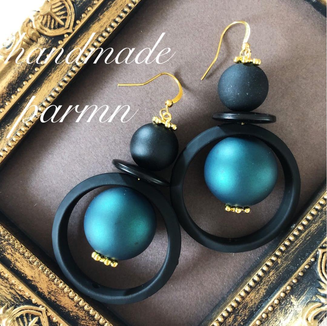 クリスマス♡マットリングとグリーンマットのフープピアス／イヤリング