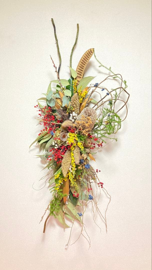 新春創作スワッグ　雲龍柳＆ユーカリ