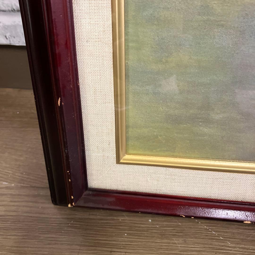 【華やかな牡丹の絵画】木製額縁入り・サイン有り