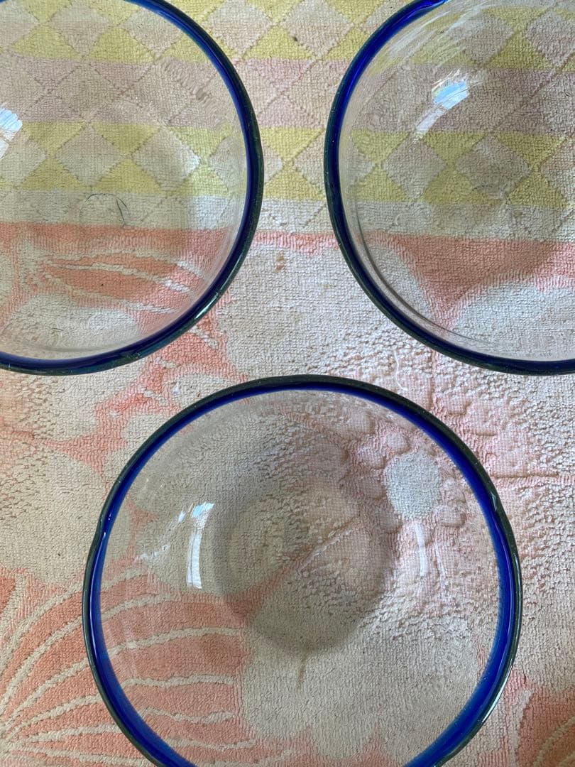 吹きガラス　ボウル　3個　かき氷皿　手作り