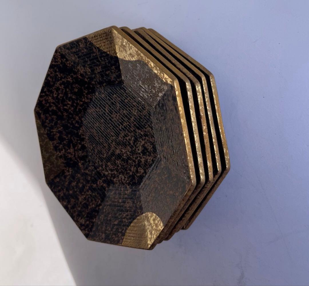 有田焼　悦山　金彩八角銘々皿　小皿　菓子皿 5枚セット