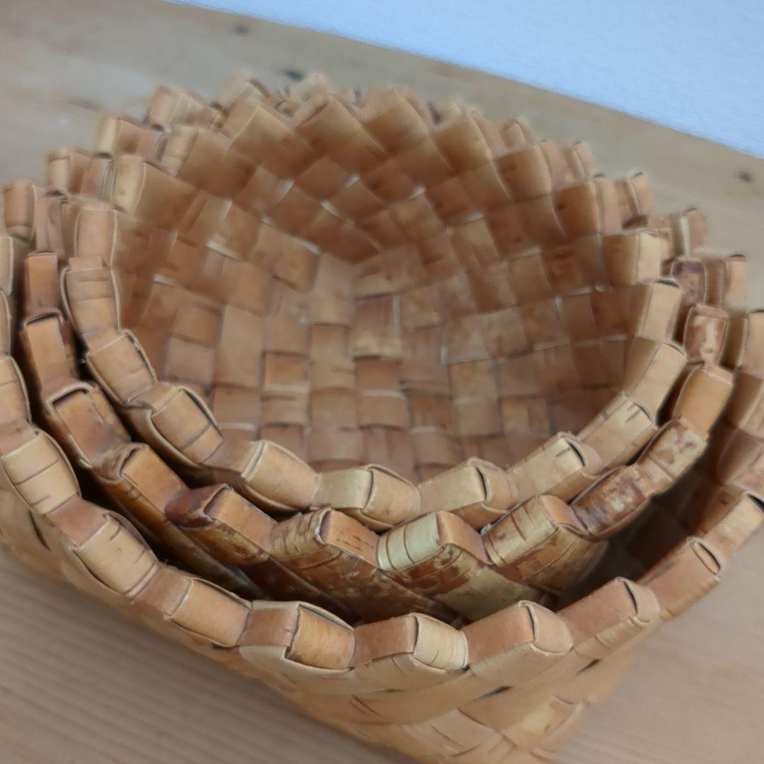 w*n様 北欧　vintage 白樺　かご　スタッキング 入れ子　3個セット バ