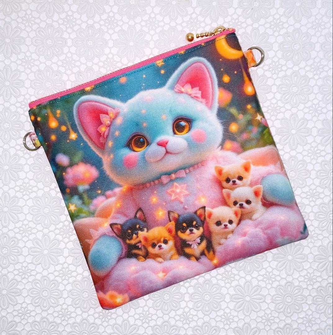 フラットポーチ♡にゃんこ＆わんこ