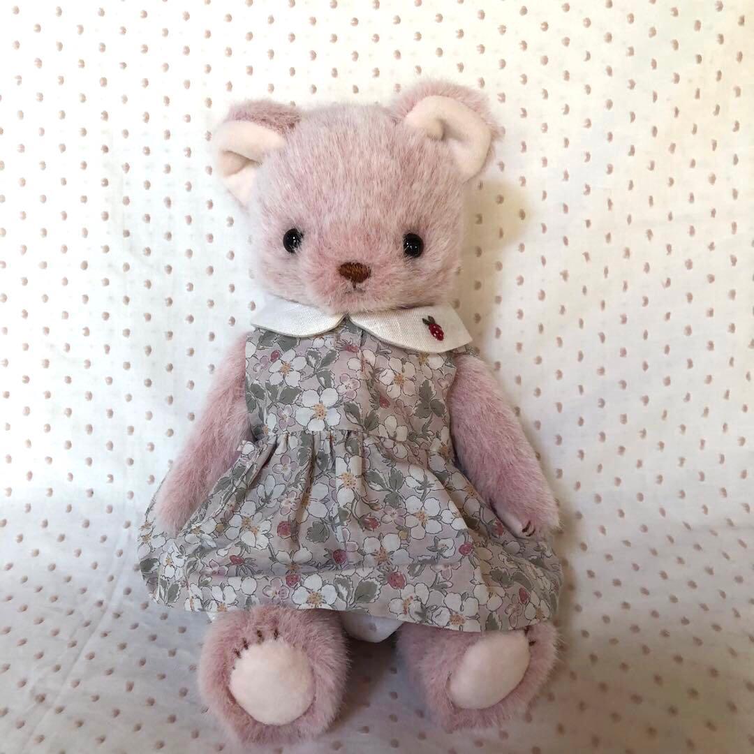 ハンドメイド　ピンクくまちゃんの夏の日　テディベア