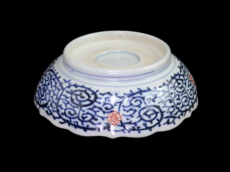 古伊万里　金襴手　兎に花の図　膾皿　２客　B338AS-CVa