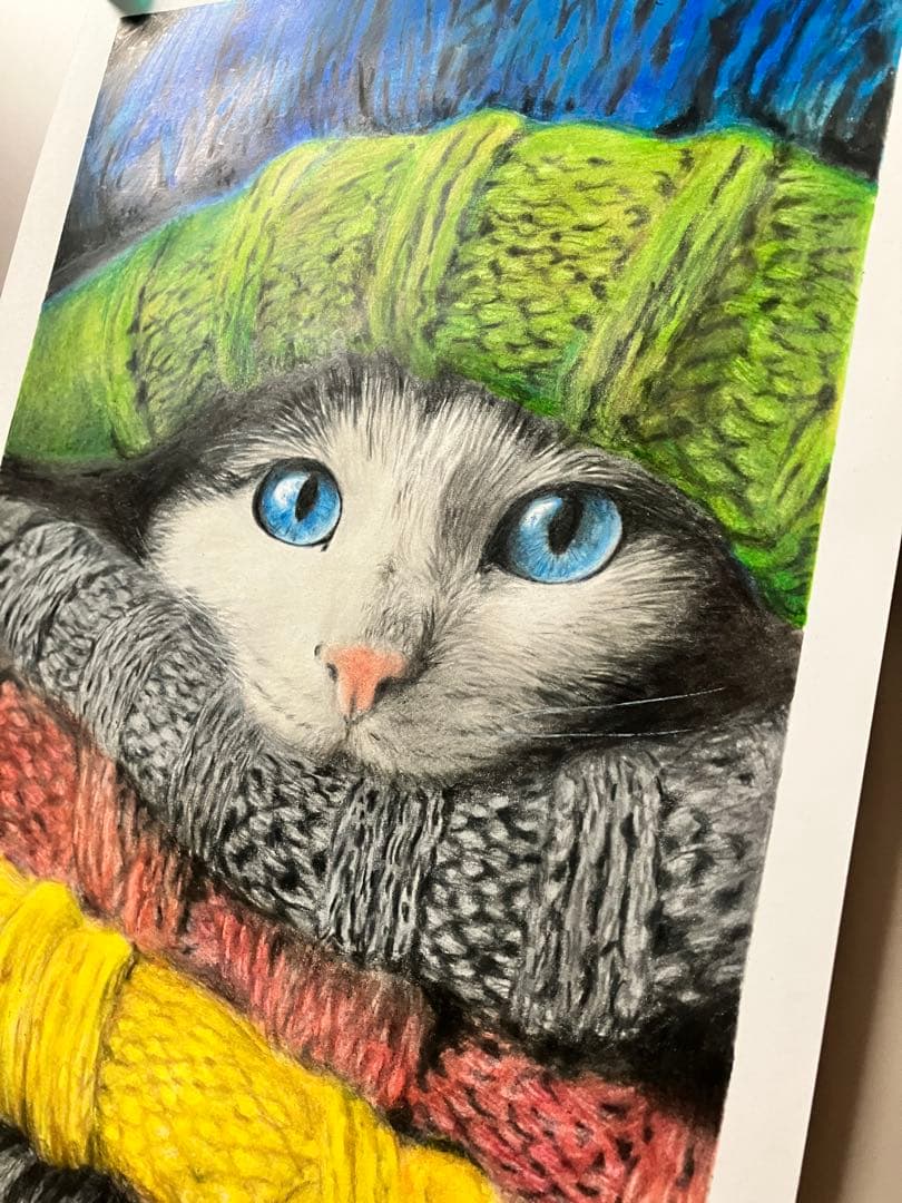 もふもふ特等席 色鉛筆画