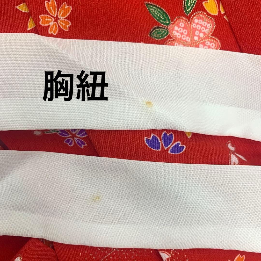 602agu1□七五三 三歳 女の子 着物&被布&長襦袢 金彩 桜□美品