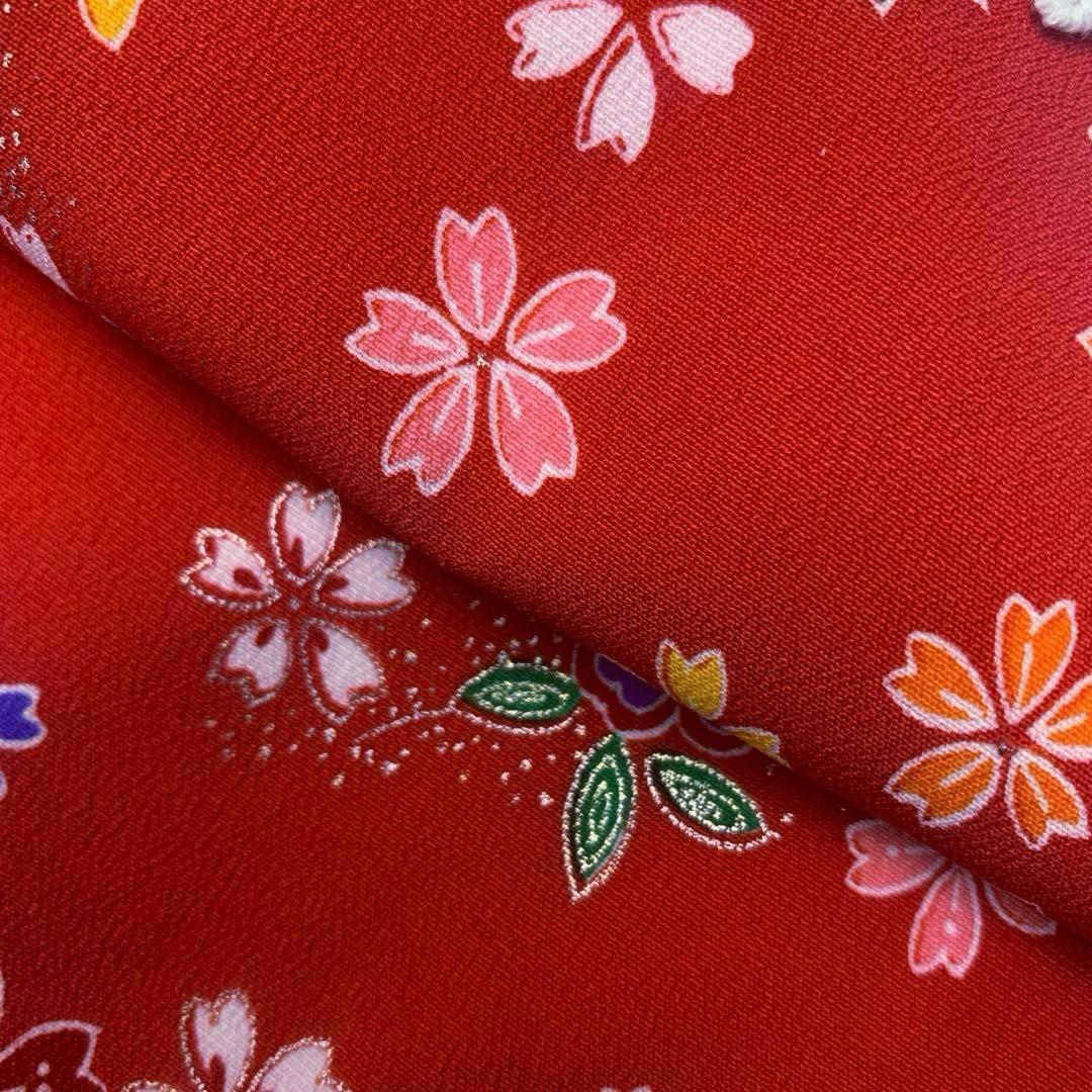 602agu1□七五三 三歳 女の子 着物&被布&長襦袢 金彩 桜□美品