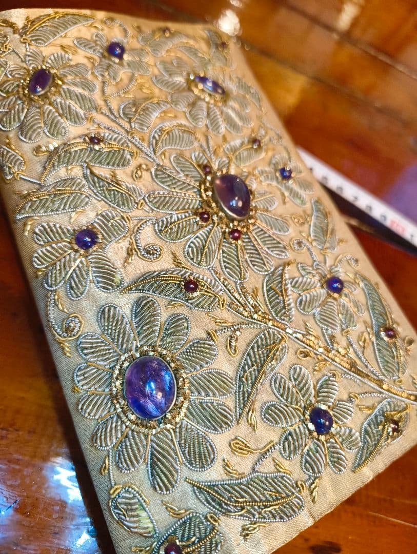 期間限定セール　希少 インド製 ヴィンテージ 両面 ザリ刺繍 高級 ハンドバッグ