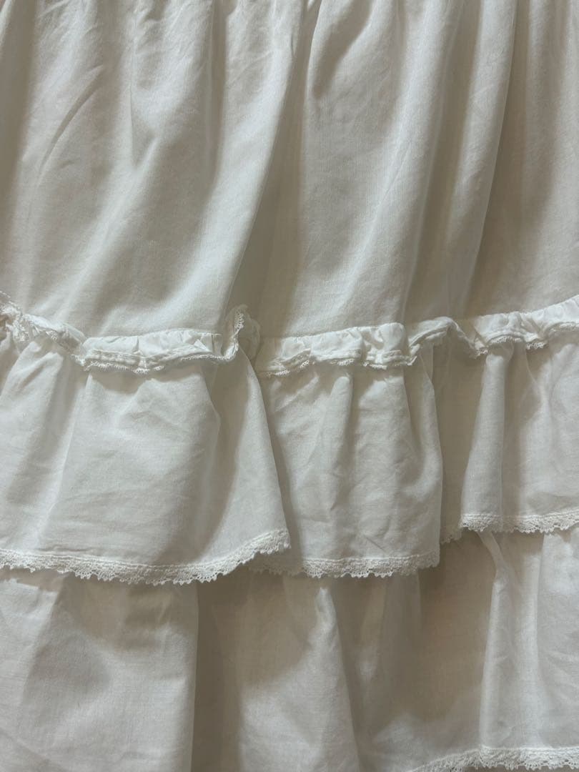 ピンクハウス段々被せフリルレースホワイトエプロン、さえらお好きな方にも、サイズL