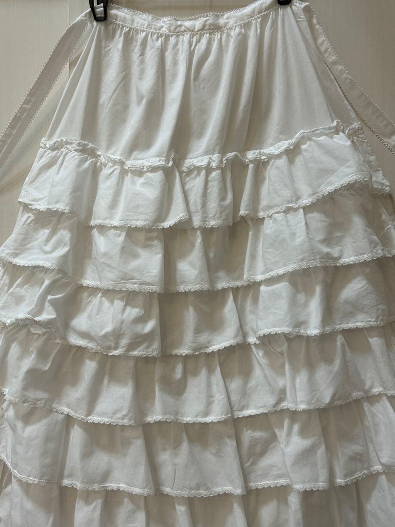 ピンクハウス段々被せフリルレースホワイトエプロン、さえらお好きな方にも、サイズL