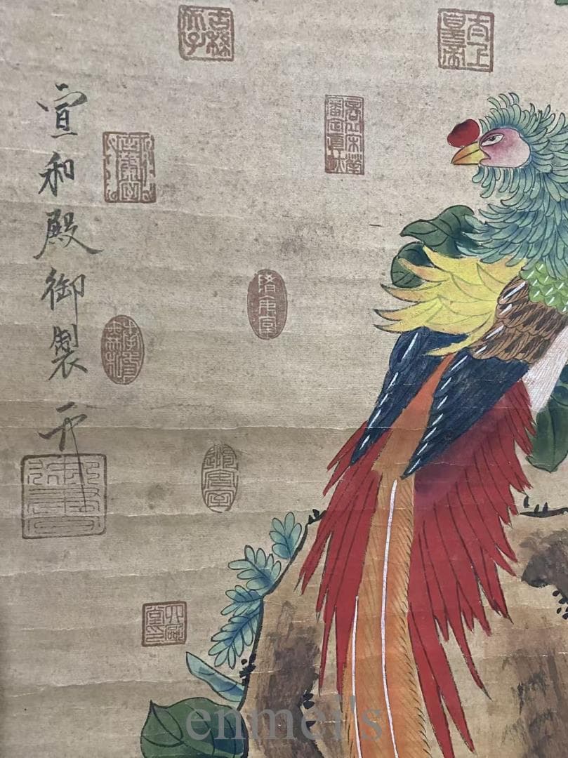 中国古美術『趙佶款 花鳥画』三尺中堂画 水彩画 掛軸 表装済 宣紙 書画 唐物