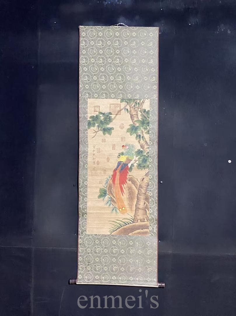 中国古美術『趙佶款 花鳥画』三尺中堂画 水彩画 掛軸 表装済 宣紙 書画 唐物