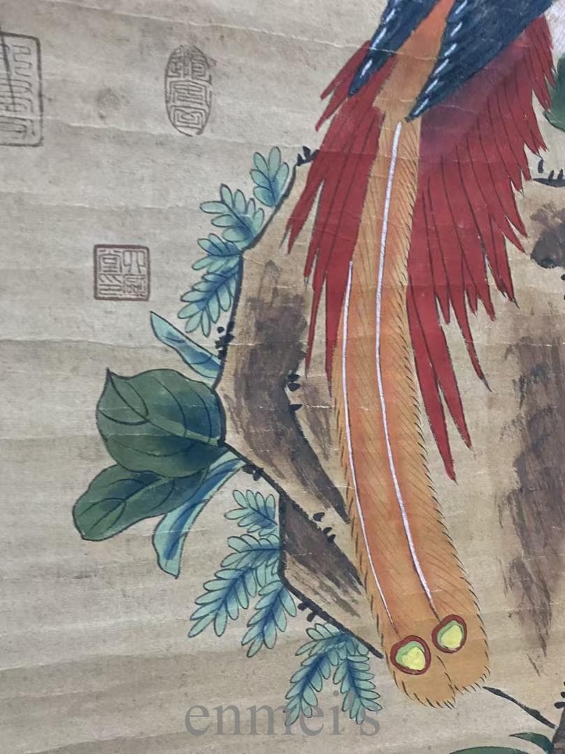 中国古美術『趙佶款 花鳥画』三尺中堂画 水彩画 掛軸 表装済 宣紙 書画 唐物