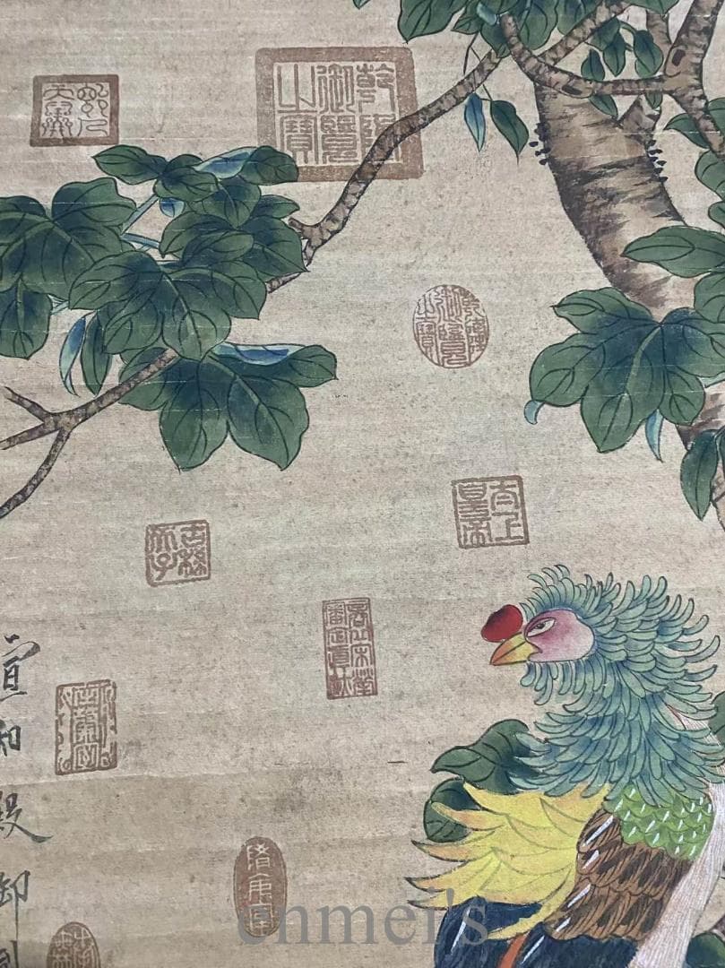 中国古美術『趙佶款 花鳥画』三尺中堂画 水彩画 掛軸 表装済 宣紙 書画 唐物