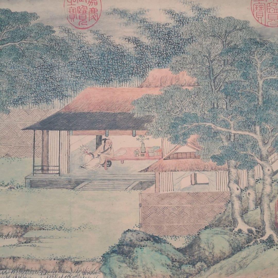 携琴訪友図 長巻 70×340cm 山水人物