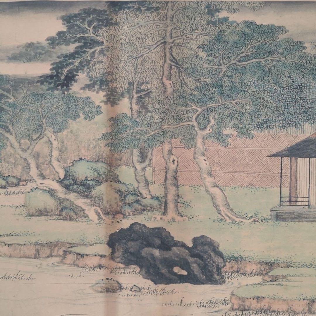 携琴訪友図 長巻 70×340cm 山水人物