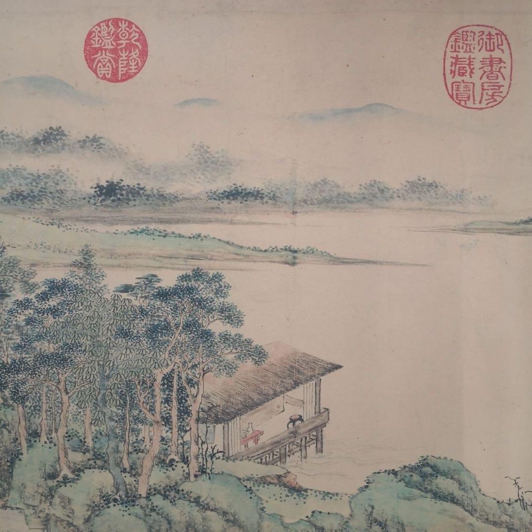 携琴訪友図 長巻 70×340cm 山水人物