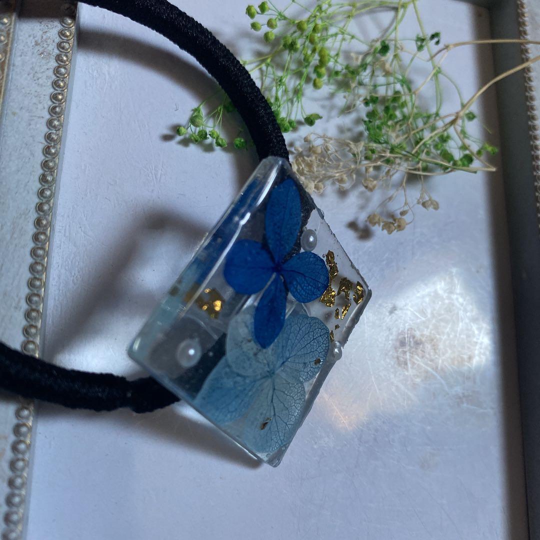 No.18 ハンドメイド ヘアゴム レジン 紫陽花 アジサイ