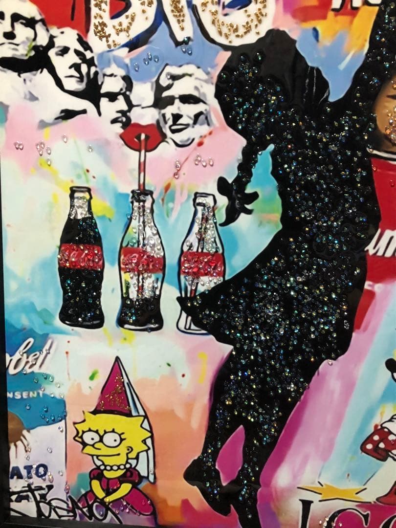 新品未使用 特大レジンアート　水晶レジンパネルアート　バンクシー水晶レジンアート