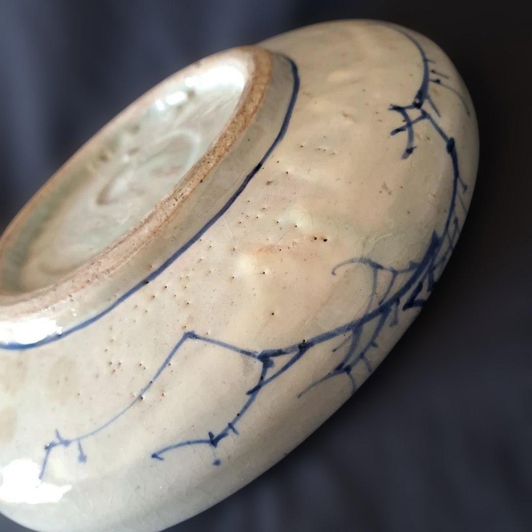 「まるで若冲(じゃくちゅう)？！のタッチ」 古伊万里染付皿(最大幅23cm) 骨