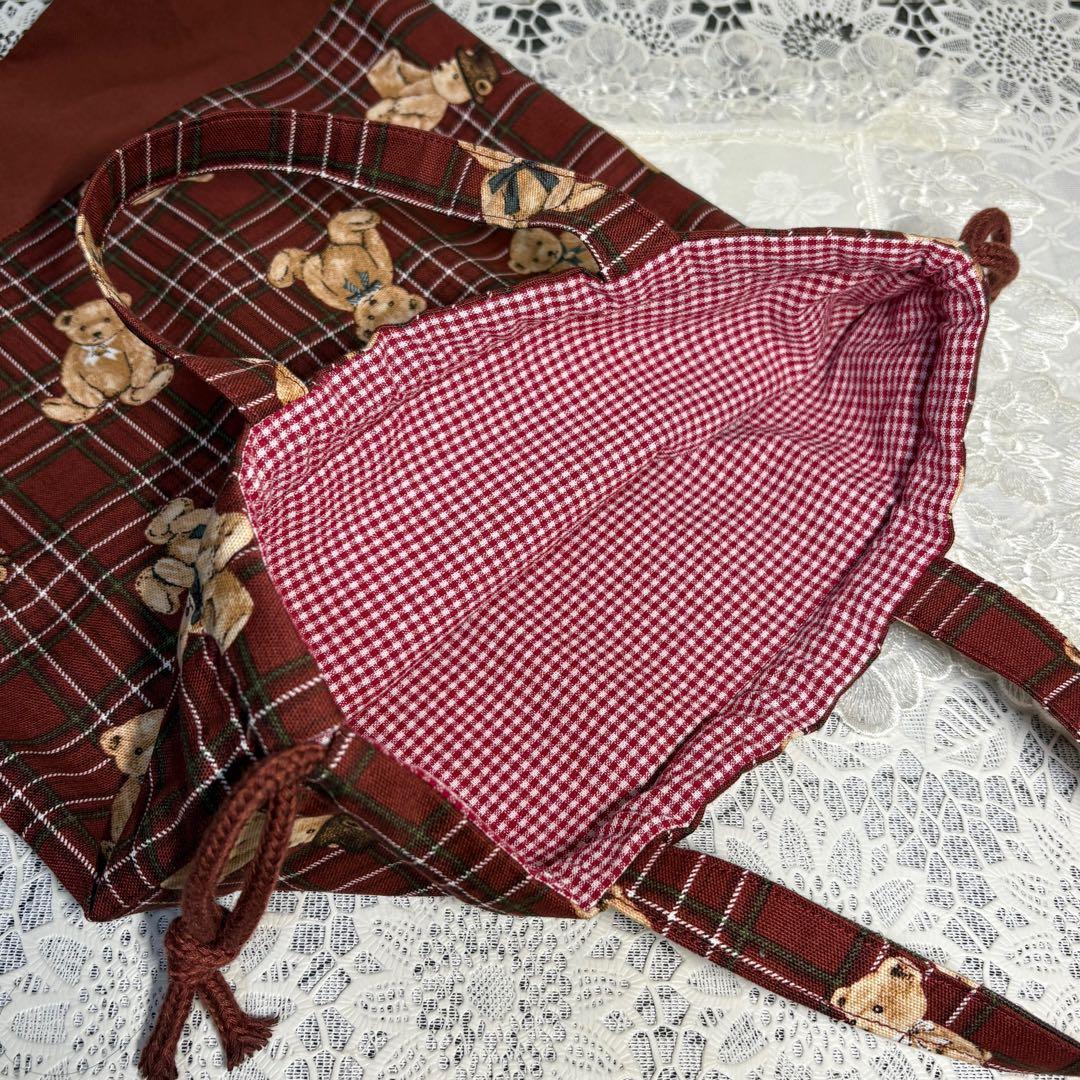 入園入学準備　5点セット　女の子　ベアチェック柄　ハンドメイド