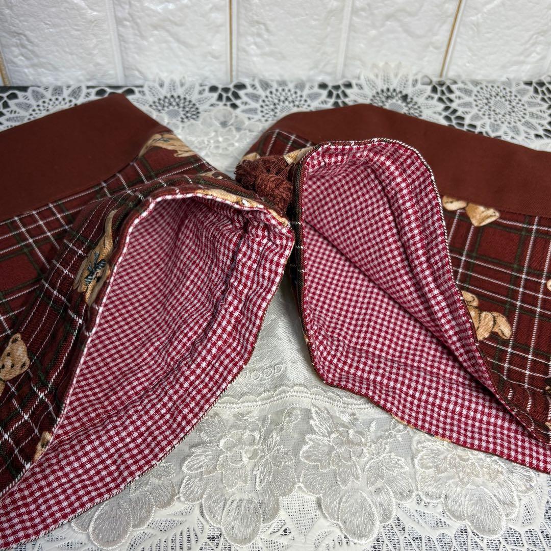 入園入学準備　5点セット　女の子　ベアチェック柄　ハンドメイド