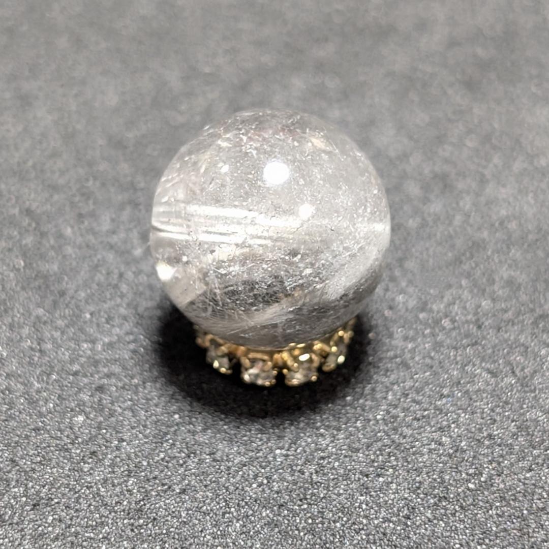 【美しすぎる1粒】プラチナルチルクォーツ 一点物 11ミリ 粒売り 貫通穴あり